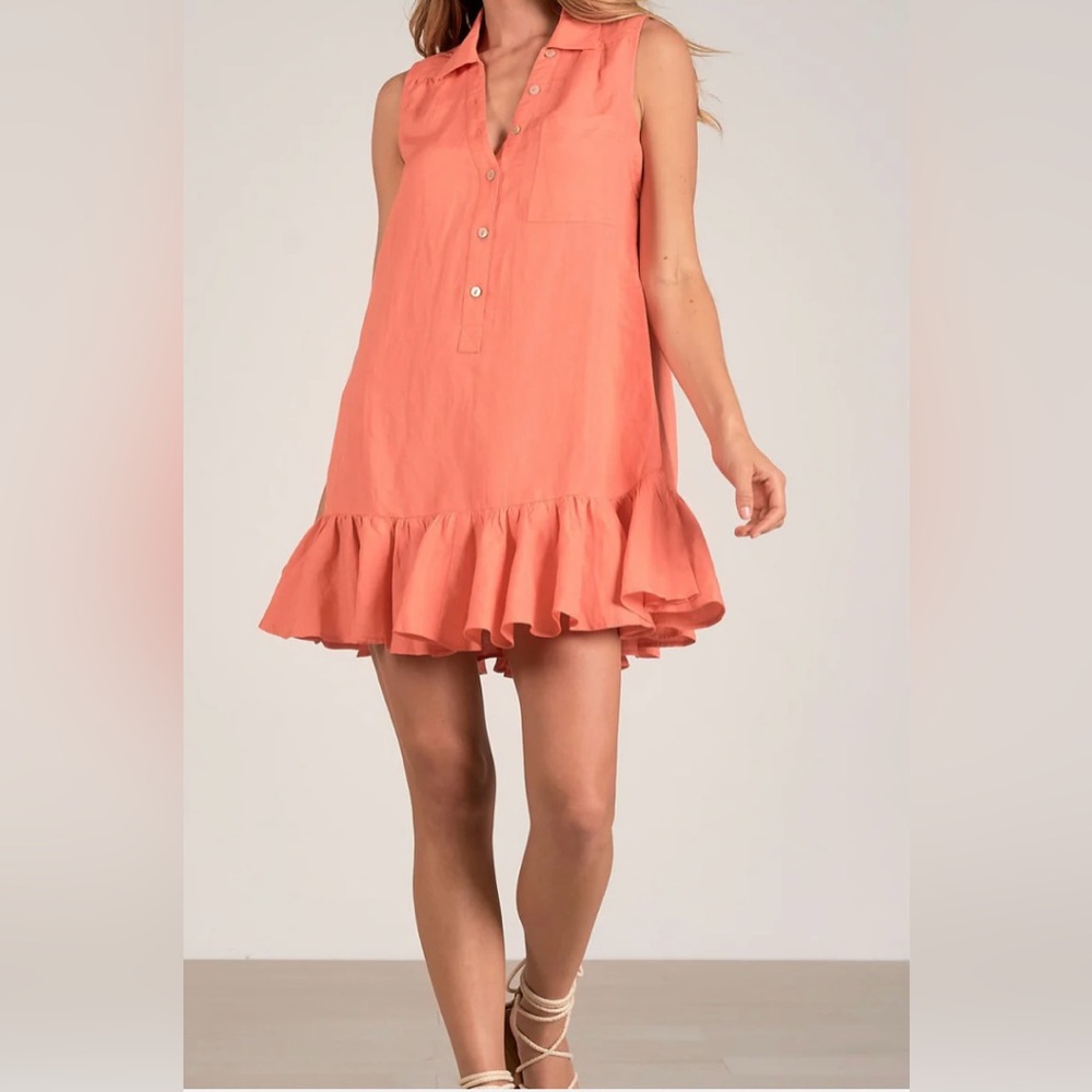 Elan Sleeveless Ruffle Trim Dress